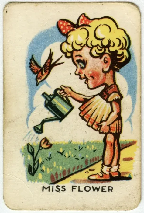 Framed Print : Happy Familes Playing Cards - Miss Flower Framed Print : Happy Familes Playing Cards - Miss Flower