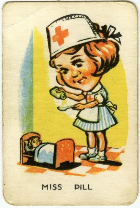 Framed Print : Happy Familes Playing Cards - Miss Pill Framed Print : Happy Familes Playing Cards - Miss Pill