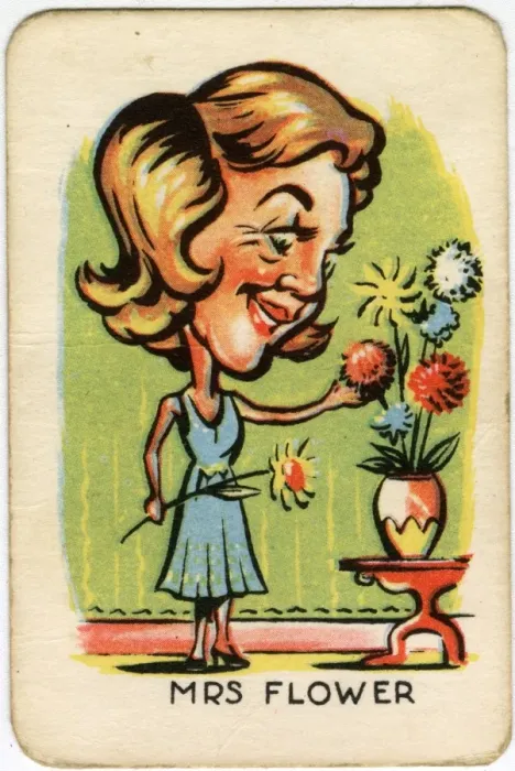 Framed Print : Happy Familes Playing Cards - Mrs Flower Framed Print : Happy Familes Playing Cards - Mrs Flower