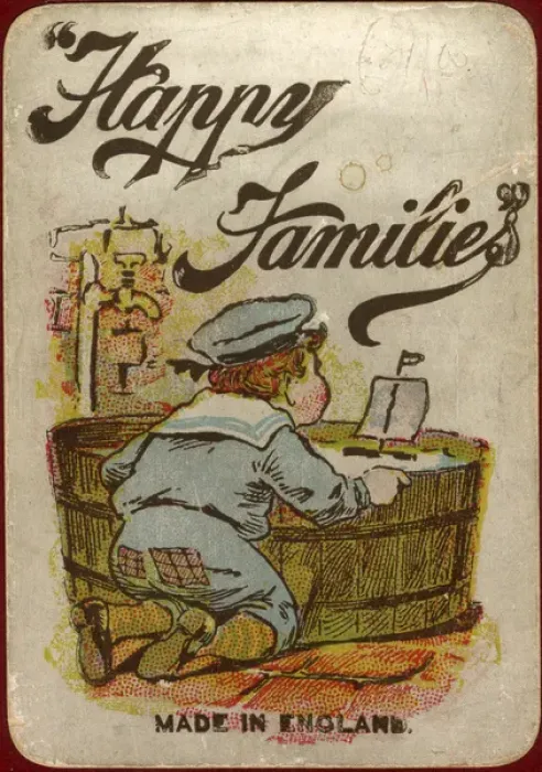 Framed Print : Happy Families Playing Cards - box lid design Framed Print : Happy Families Playing Cards - box lid design