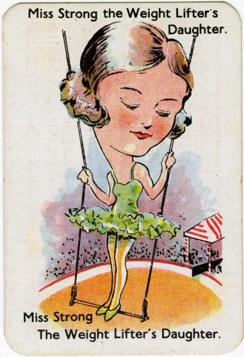 Framed Print : Happy Families Playing Cards - Miss Strong Framed Print : Happy Families Playing Cards - Miss Strong