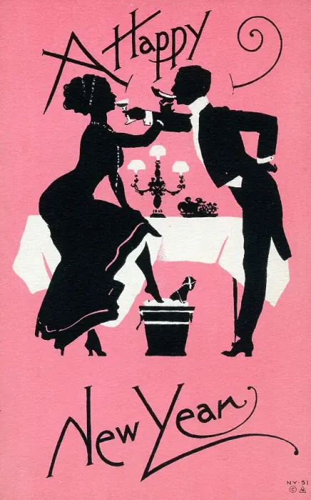 Framed Print : Happy New Year - Glamorous silhouette couple Framed Print : Happy New Year - Glamorous silhouette couple