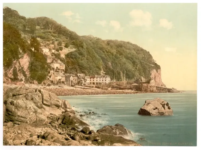 Framed Print : From the harbor, Clovelly, England Framed Print : From the harbor, Clovelly, England