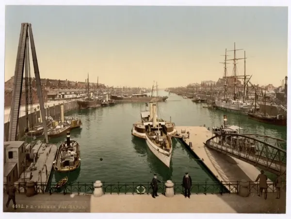 Late 19th Century German Harbor Print. Art Prints, Posters