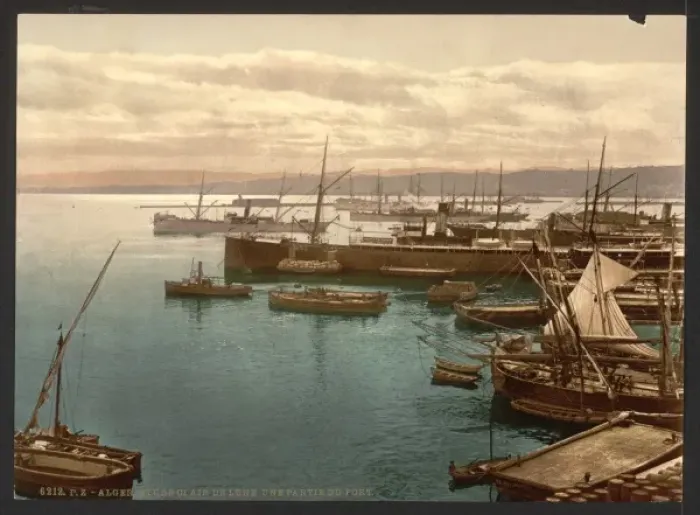 Framed Print : Harbor by moonlight, I, Algiers, Algeria Framed Print : Harbor by moonlight, I, Algiers, Algeria