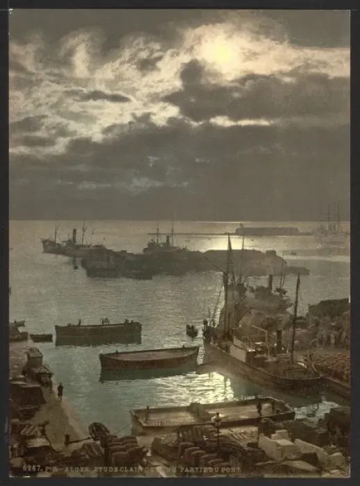 Framed Print : Harbor by moonlight, II, Algiers, Algeria Framed Print : Harbor by moonlight, II, Algiers, Algeria