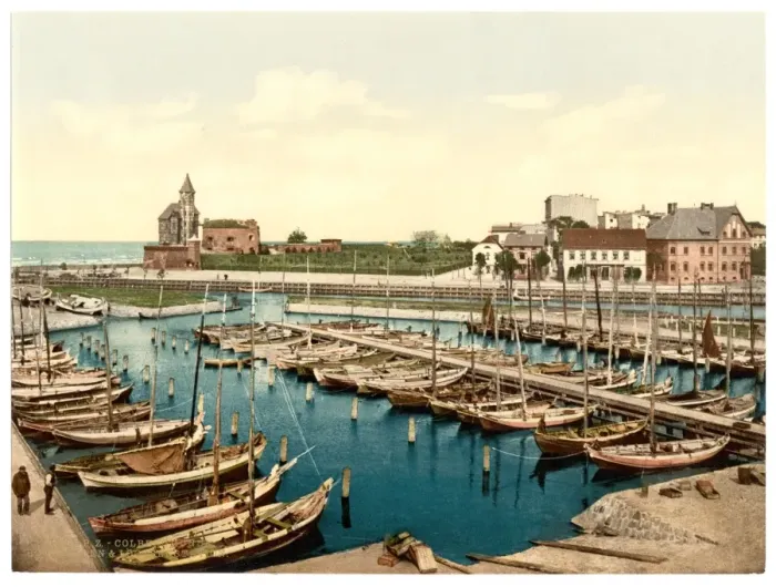 Framed Print : Harbor and pilot station, Colberg, Pommeraina, Germany (i. e Framed Print : Harbor and pilot station, Colberg, Pommeraina, Germany (i. e
