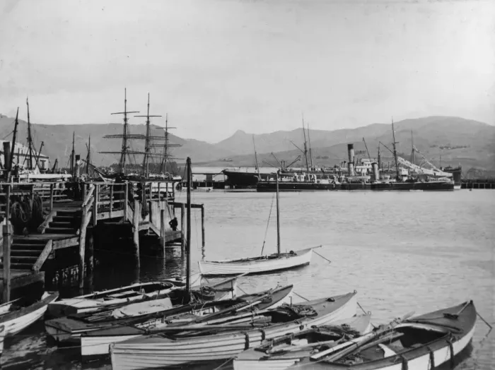 Framed Print : Harbour with boats and ships, Lyttleton, New Zealand