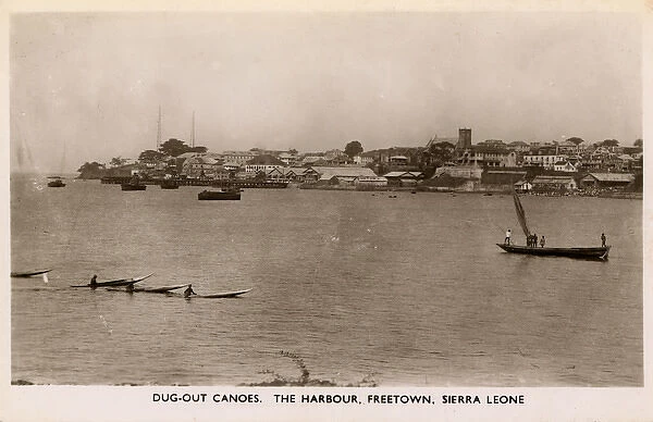 The Harbour, Freetown, Sierra Leone, Africa - Dug-out canoes