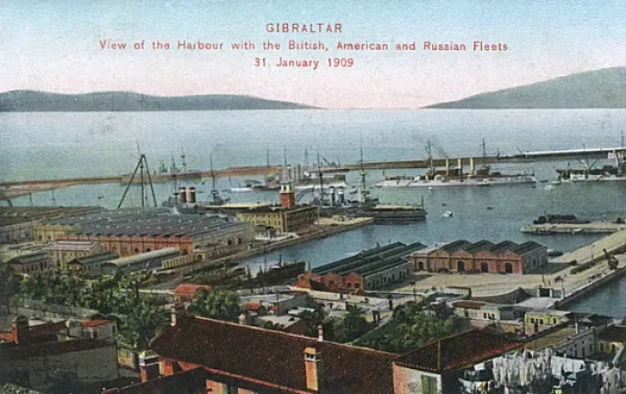 Framed Print : The Harbour, Gibraltar, with naval fleets Framed Print : The Harbour, Gibraltar, with naval fleets