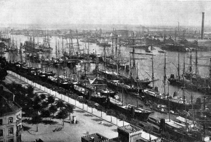 Framed Print : The Harbour at Hamburg, 1892 Framed Print : The Harbour at Hamburg, 1892