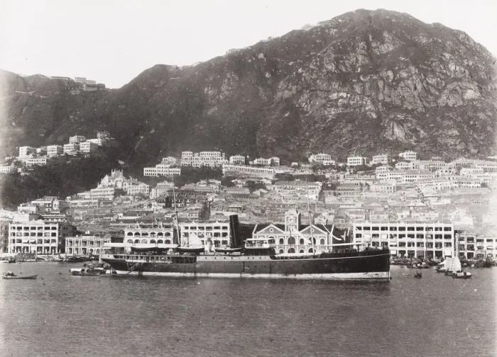 Framed Print : Harbour and Peak, Hong Kong, ship at anchor Framed Print : Harbour and Peak, Hong Kong, ship at anchor
