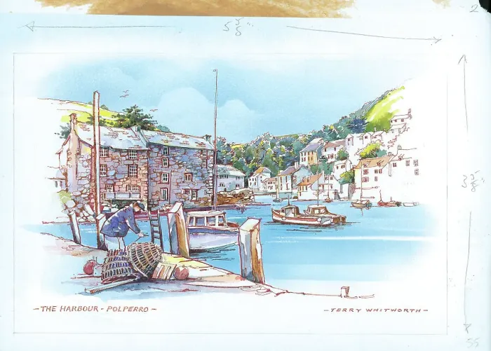 Framed Print : The Harbour Polperro Landscape scene England Framed Print : The Harbour Polperro Landscape scene England