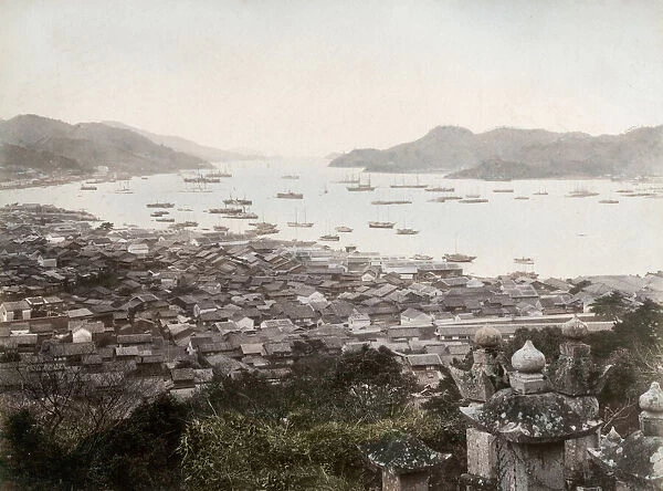 Harbour with ships in the bay, Nagasaki, Japan