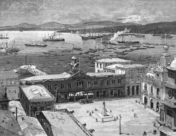 Framed Print : Harbour in Valparaiso Framed Print : Harbour in Valparaiso