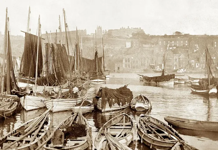 Framed Print : The Harbour, Whitby early 1900's Framed Print : The Harbour, Whitby early 1900's