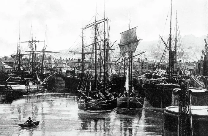 Framed Print : The Harbour, Whitehaven early 1900's Framed Print : The Harbour, Whitehaven early 1900's