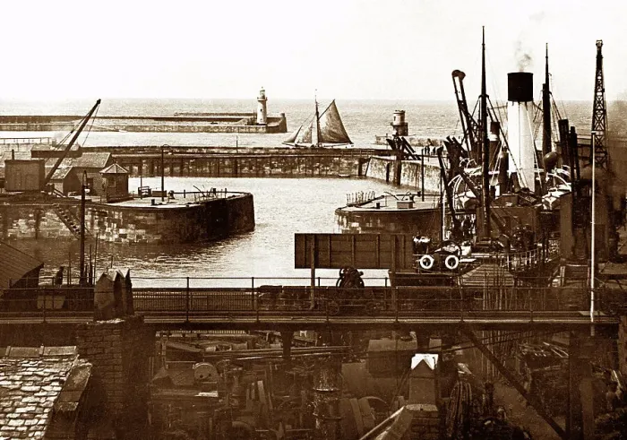 Framed Print : The Harbour, Whitehaven early 1900's Framed Print : The Harbour, Whitehaven early 1900's