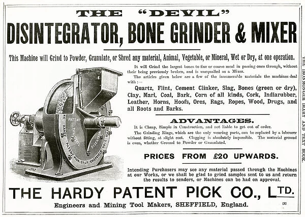 Hardy Patent Pick Co. bone grinder 1890s