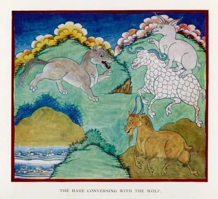 Framed Print : Hare & Wolf Save Sheep Framed Print : Hare & Wolf Save Sheep