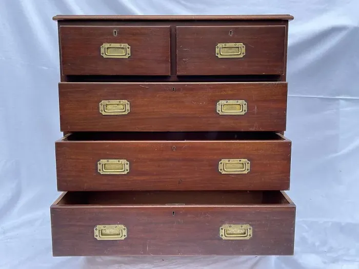 Framed Print : Harland & Wolff oak campaign chest with five drawers Framed Print : Harland & Wolff oak campaign chest with five drawers