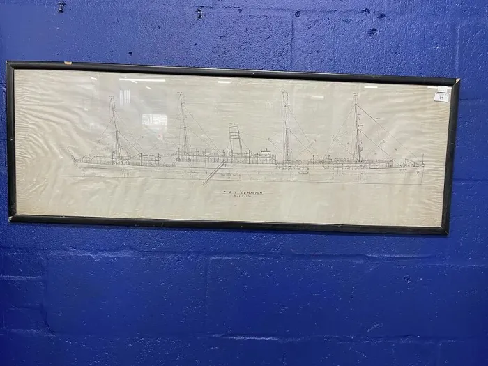 Framed Print : Harland and Wolff, scale profile drawing of TSS Dominion Framed Print : Harland and Wolff, scale profile drawing of TSS Dominion