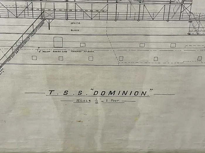 Framed Print : Harland and Wolff, scale profile drawing of TSS Dominion Framed Print : Harland and Wolff, scale profile drawing of TSS Dominion
