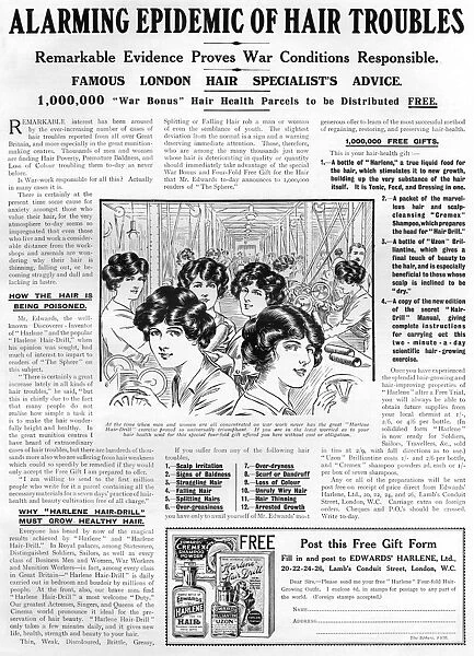 Harlene hair tonic advertisement, WW1