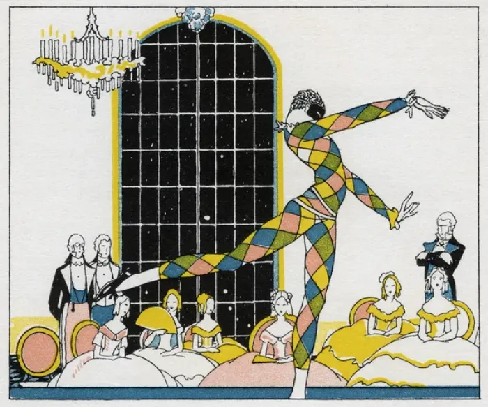 Framed Print : Harlequin dancing at the ball Framed Print : Harlequin dancing at the ball