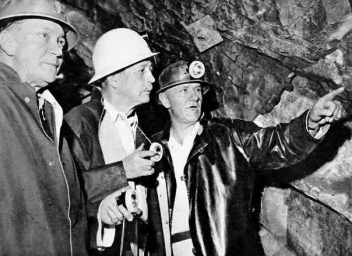 Framed Print : Harold Macmillan in a Gold Mine, 1960 Framed Print : Harold Macmillan in a Gold Mine, 1960