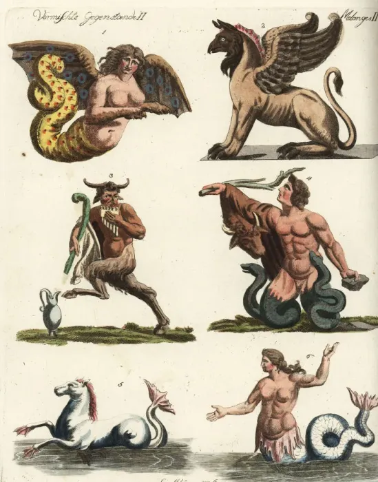 Framed Print : Harpy, griffin, satyr, giant, seahorse and Nereid Framed Print : Harpy, griffin, satyr, giant, seahorse and Nereid