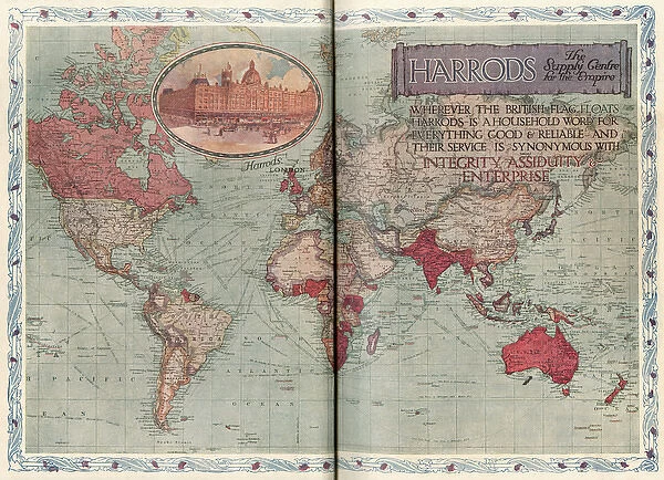 Harrods advert world map, c. 1909