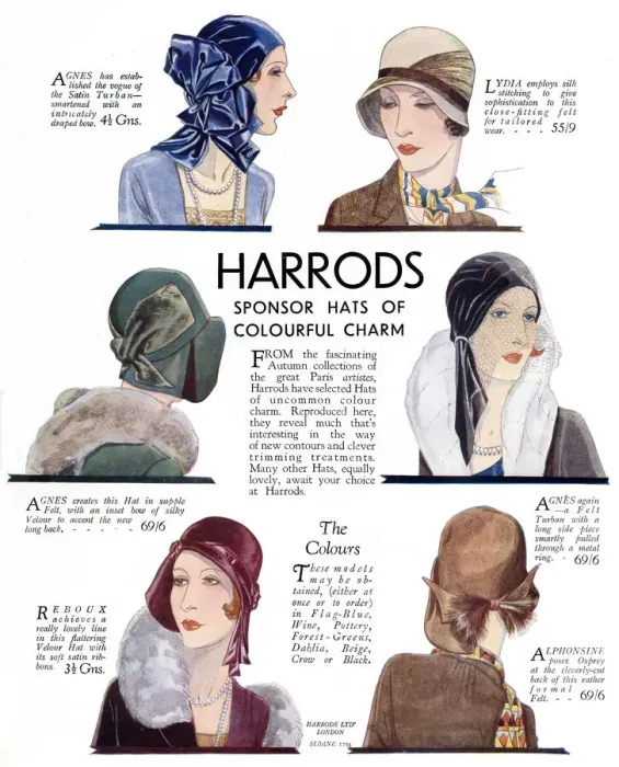 Framed Print : Harrods hats for 1929 Framed Print : Harrods hats for 1929