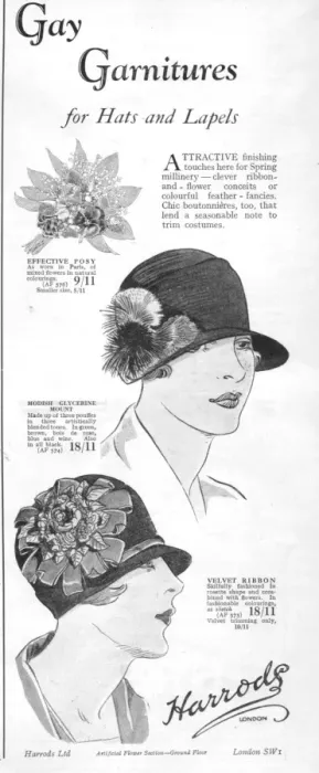 Framed Print : Harrods and their range of Gay Garnitures for hats and lapel Framed Print : Harrods and their range of Gay Garnitures for hats and lapel