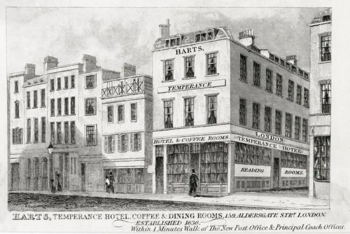 Framed Print : Harts, Temperance House, coffee and dining rooms at 159 Aldersgate Street Framed Print : Harts, Temperance House, coffee and dining rooms at 159 Aldersgate Street