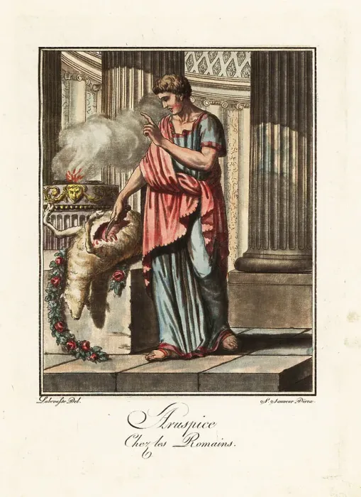 Framed Print : Haruspex reading the entrails of a sacrificed sheep, ancient Rom Framed Print : Haruspex reading the entrails of a sacrificed sheep, ancient Rom
