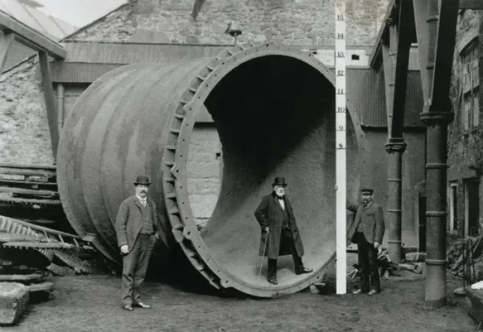 Framed Print : Harvey standing in cylinder at Hayle Foundry Framed Print : Harvey standing in cylinder at Hayle Foundry