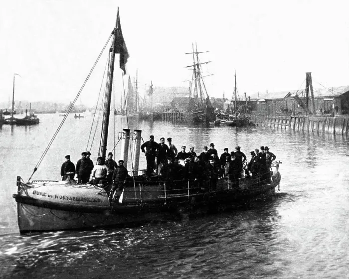 Framed Print : Harwich Harbour - Trial of first steam lifeboat in 1889 Framed Print : Harwich Harbour - Trial of first steam lifeboat in 1889