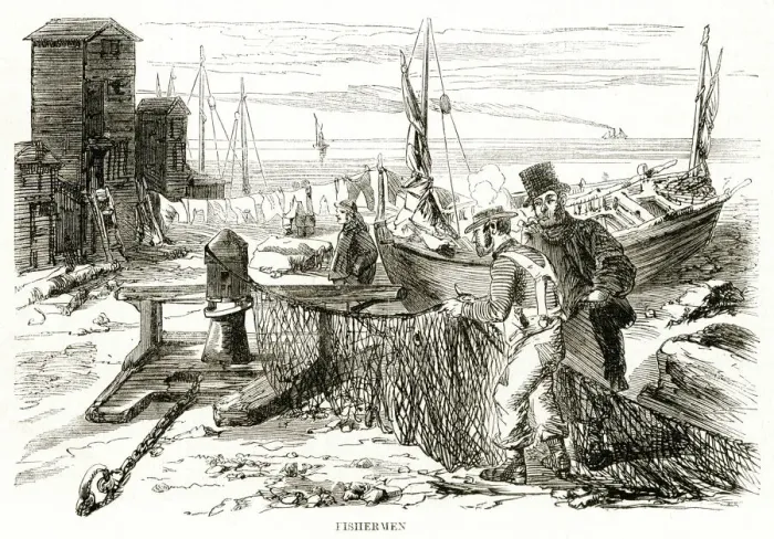 Framed Print : Hastings - fishermen 1857 Framed Print : Hastings - fishermen 1857