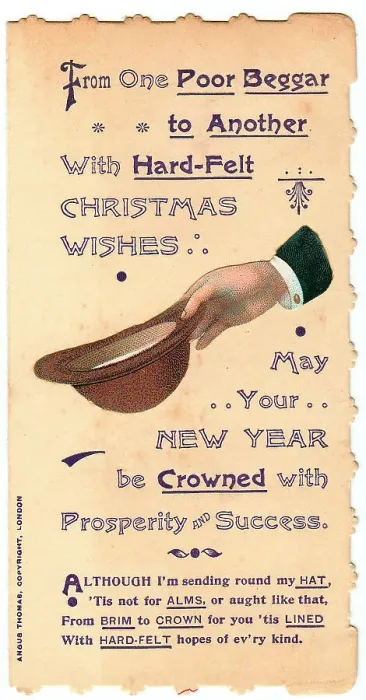 Framed Print : Hat with comic verse on a Christmas and New Year card Framed Print : Hat with comic verse on a Christmas and New Year card