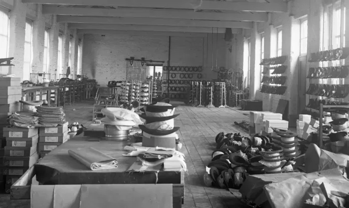 Framed Print : Hat factory finishing room Framed Print : Hat factory finishing room