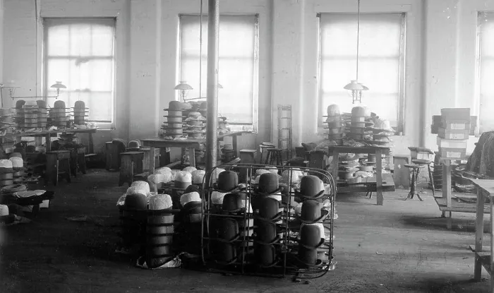 Framed Print : Hat factory trimming room Framed Print : Hat factory trimming room