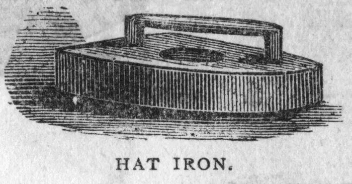 Framed Print : Hat iron, 1888 Framed Print : Hat iron, 1888