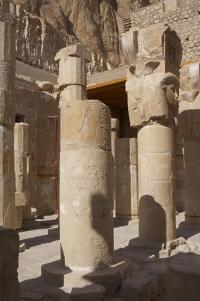 Hathor column pillars belonging to the Chapel of Hathor. Dei