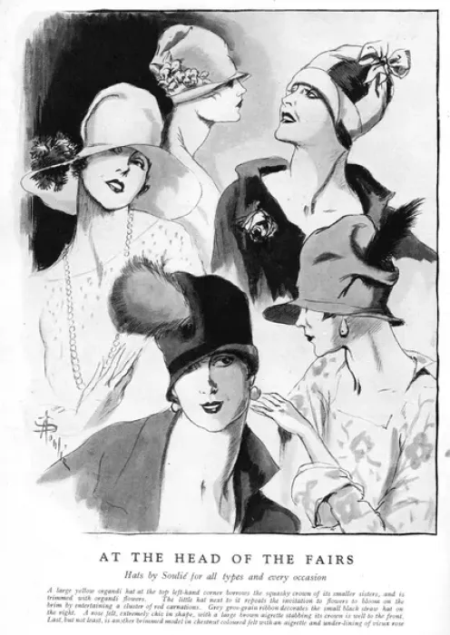 Framed Print : Hats drawn by Soulie of all types and all occasions, 1926 Framed Print : Hats drawn by Soulie of all types and all occasions, 1926