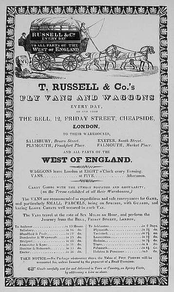 Haulage Advertisment London to West Country Victorian period