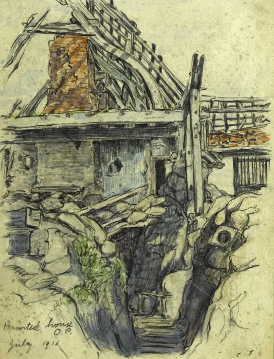 Framed Print : Haunted House, by Charles Cundall, WW1 Framed Print : Haunted House, by Charles Cundall, WW1