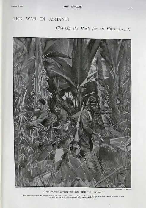 Framed Print : Hausa soldiers cutting the bush with their bayonets Framed Print : Hausa soldiers cutting the bush with their bayonets