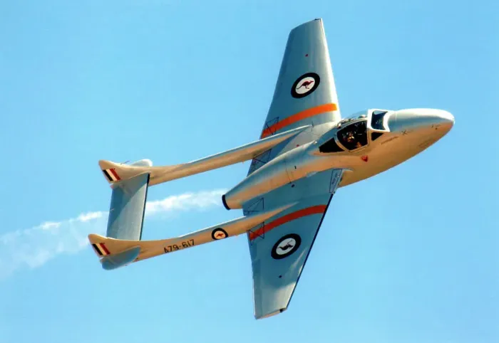 Framed Print : de Havilland Australia DH-115 Vampire T. 35 VH-VAM - A79-617 Framed Print : de Havilland Australia DH-115 Vampire T. 35 VH-VAM - A79-617