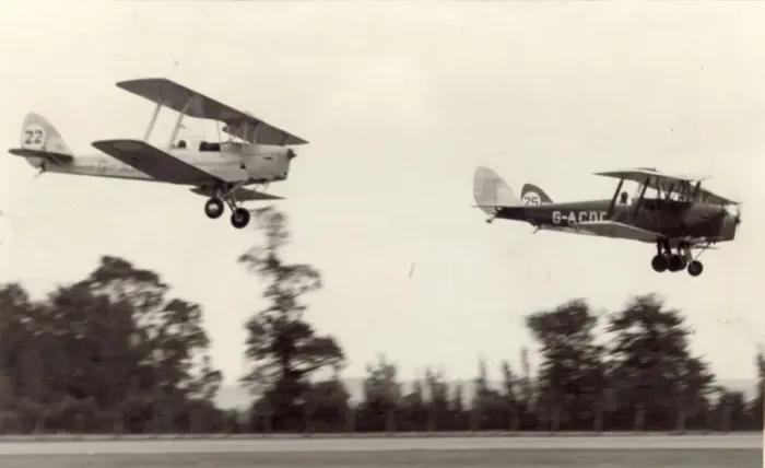 Framed Print : de Havilland DH82 Tiger Moths (including G-ACDC) Framed Print : de Havilland DH82 Tiger Moths (including G-ACDC)